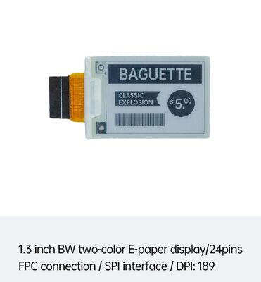 Goede prijs. 1.3 inch zwart-wit E Ink Display met SPI-interface voor elektronische schaplabels en Smart Home online